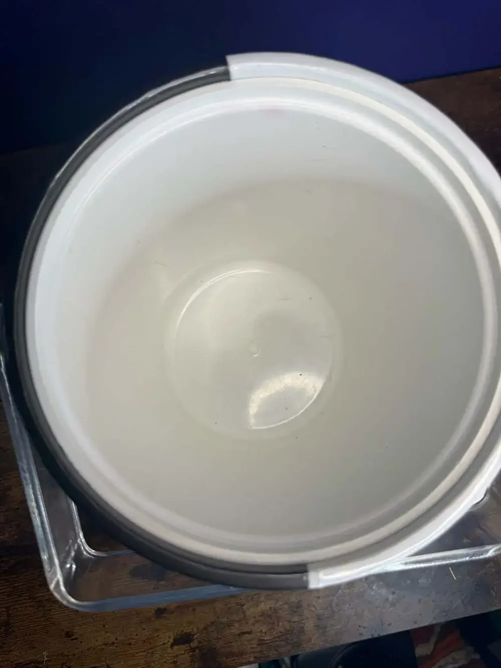 Vintage 1970s dark gray and White Two-Tone Ice Bucket with Clear Acrylic Handle